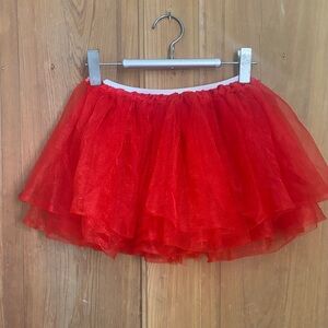 Red shimmery tulle tutu skirt - child or adult